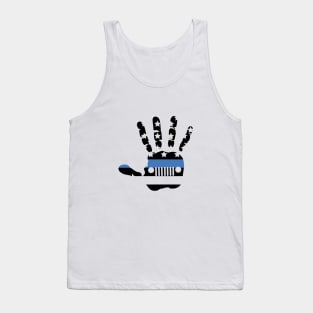 Jeep Police Blue Line Flag Hand Palm, Funny Vintage Design US Flag Tank Top